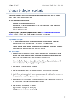 Vragen biologie : ecologie