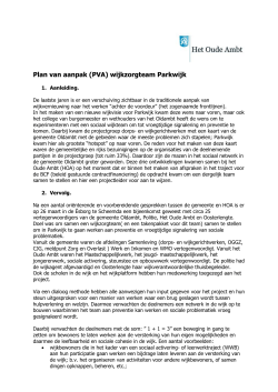 PVA pilot preventie en vroegsignalering sociale problematiek Parkwijk