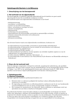 Opleidingprofiel Bachelor in de Milieuzorg 1. Omschrijving van