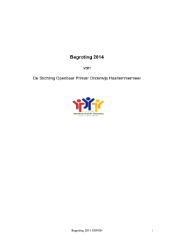Begroting 2014 - SOPOH - Stichting Openbaar Primair Onderwijs