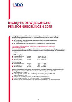 INGRIJPENDE WIJZIGINGEN PENSIOENREGELINGEN 2015