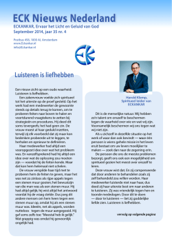 ECK Nieuws Nederland ECKANKAR, Ervaar het Licht en Geluid van