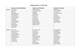 Indeling groepen 1-2, 2014-2015 Groep 1
