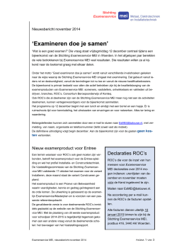 Examenservice MEI, nieuwsbericht november 2014