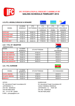 SAILING SCHEDULE FEBRUARY 2014