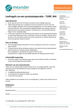 Prostaatoperatie TURP, leefregels na de operatie