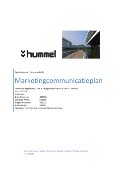 Marketingcommunicatieplan Hummel Bee Fit, Eindverslag Groep 1