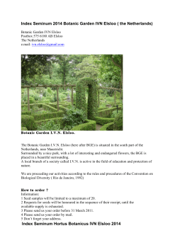Index Seminum 2014 Botanic Garden IVN Elsloo ( the Netherlands