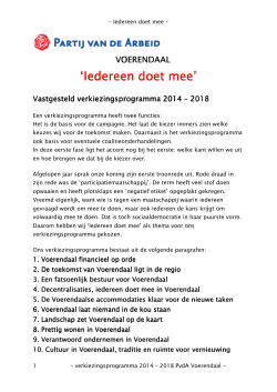 Verkiezingsprogramma 2014 2018 PvdA Voerendaal vastgesteld