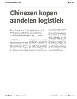 Rivierenland_20141030_Chinezen kopen aandelen logistiek