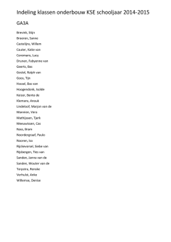Indeling klassen onderbouw KSE schooljaar 2014-2015