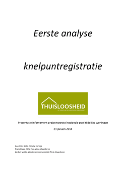 Eerste analyse knelpuntregistratie