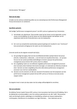 Job description &ldquo;HR stagiair&rdquo; Doel van de stage: In kader van de