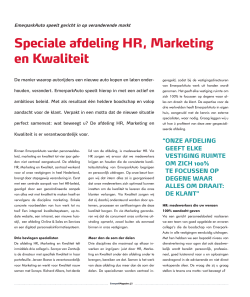 Speciale afdeling HR, Marketing en Kwaliteit