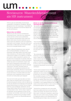 Novisource: WaardenManagement als HR instrument