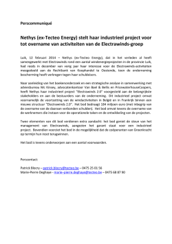 Nethys (ex-Tecteo Energy) stelt haar industrieel project voor tot