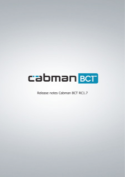Release notes Cabman BCT RC1.7