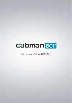 Release notes Cabman BCT RC1.4