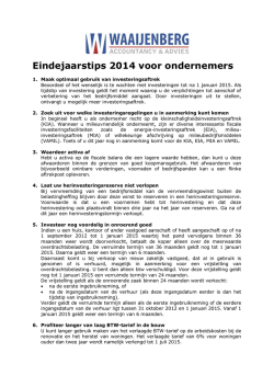 Eindejaarstips 2014 voor ondernemers
