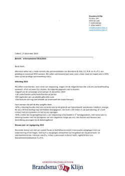 Eindejaarsbrief 2014/2015 - Administratiekantoor Brandsma en Klijn