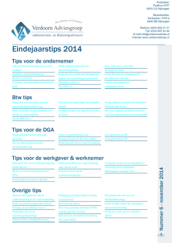 Eindejaarstips 2014 - Verdoorn Adviesgroep