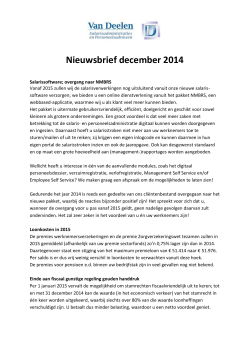 Nieuwsbrief 2014 - december / algemene informatie