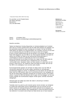 "Recente ontwikkelingen alcoholslotprogramma