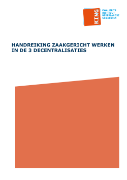 Handreiking Zaakgericht werken in het sociaal domein