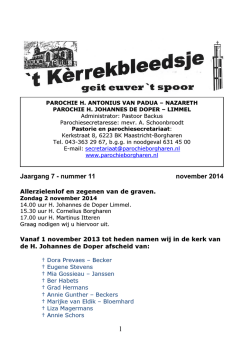 Jaargang 7 - nummer 11 november 2014
