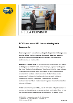 BCC kiest voor HELLA als strategisch leverancier