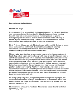 Informatie over de kandidaten Marieke van Duijn Ik ben Marieke, 33