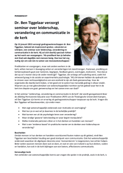 Dr. Ben Tiggelaar verzorgt seminar over leiderschap - Dalfsen-Oost
