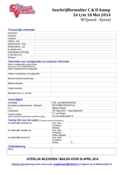 Inschrijfformulier C-D Kamp 2014
