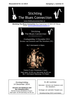 In dit nummer. Zondagmiddag 14 December 2014.