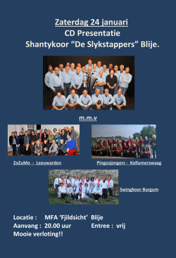 Zaterdag 24 januari CD Presentatie Shantykoor “De