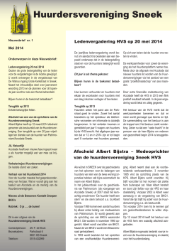HVS Nieuwsbrief nr. 1 2014 - Huurdersvereniging Sneek