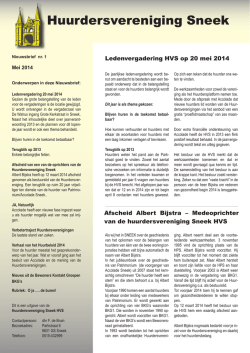 HVS Nieuwsbrief nr. 1 2014 - Huurdersvereniging Sneek