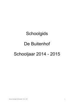Schoolgids De Buitenhof Schooljaar 2014