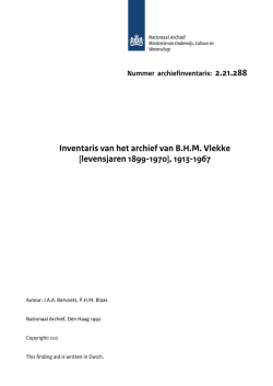 Inventaris van het archief van B.H.M. Vlekke