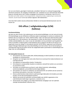 EHS officer / veiligheidskundige (V/M)