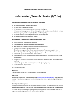 Huismeester / barco&ouml;rdinator (0,7 fte)