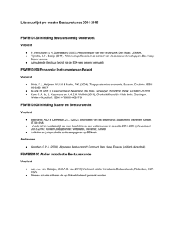 Literatuurlijst pre-master Bestuurskunde 2014-2015