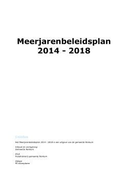 Meerjarenbeleidsplan 2014 - 2018