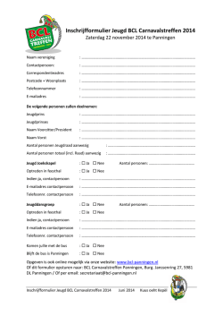 Inschrijfformulier Jeugd BCL Carnavalstreffen 2014