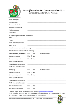 Inschrijfformulier BCL Carnavalstreffen 2014