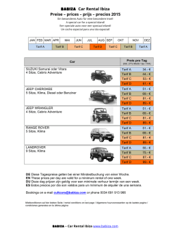 babiza Car Rental Ibiza Preise – prices – prijs – precios 2015