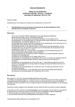 TOELICHTINGSNOTA zitting van de politieraad