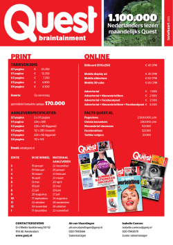 Tariefkaart / Verschijningsdata