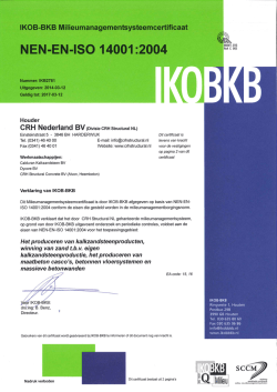 ISO 14001 Certificaat CRH Structural