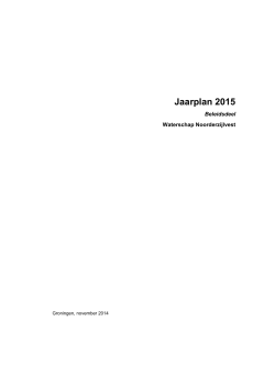 Jaarplan 2015 - Noorderzijlvest
